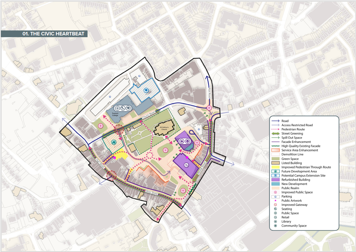Map showing the Civic Heart Intervention Area