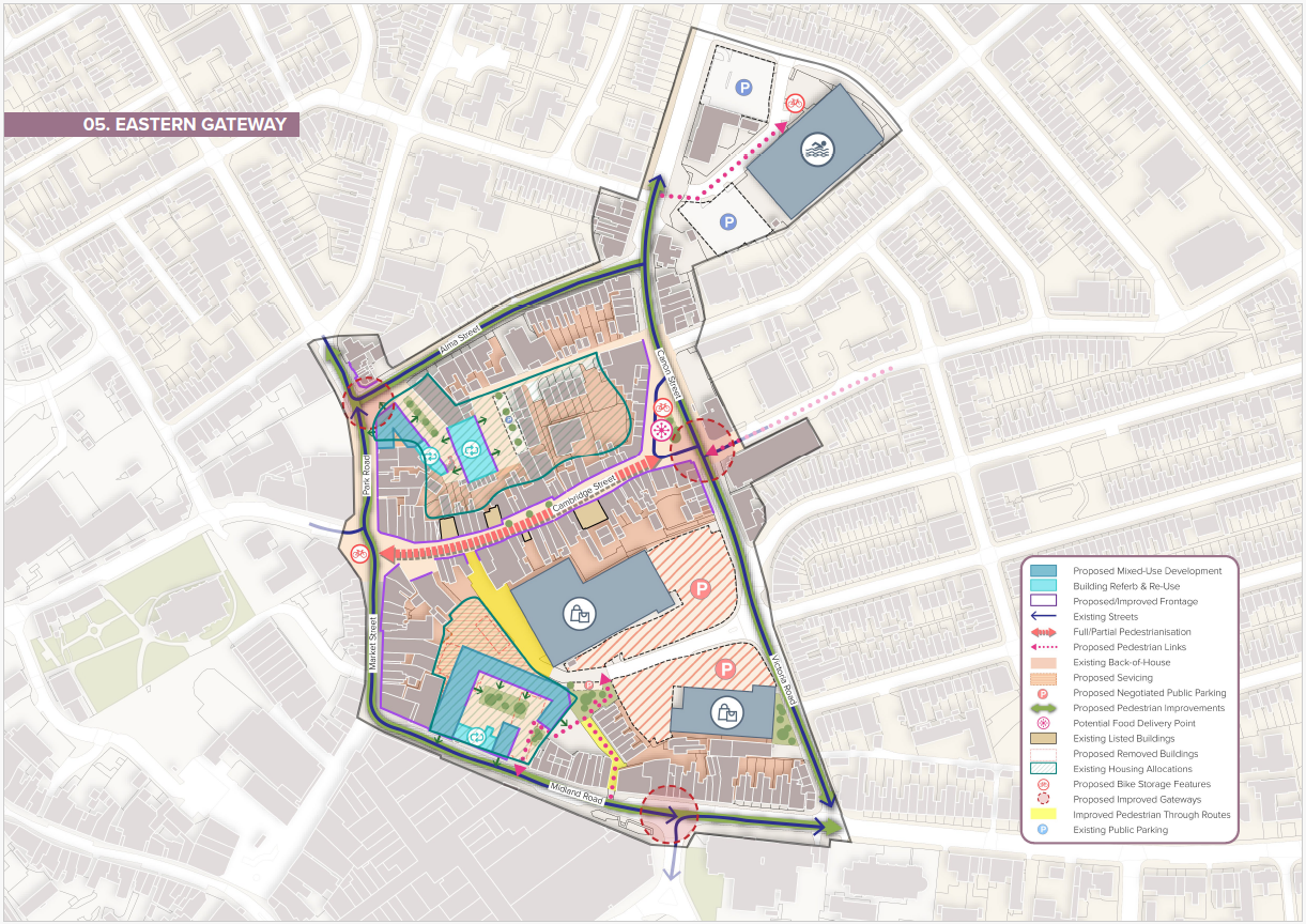 Map showing the Eastern Gateway Intervention Area